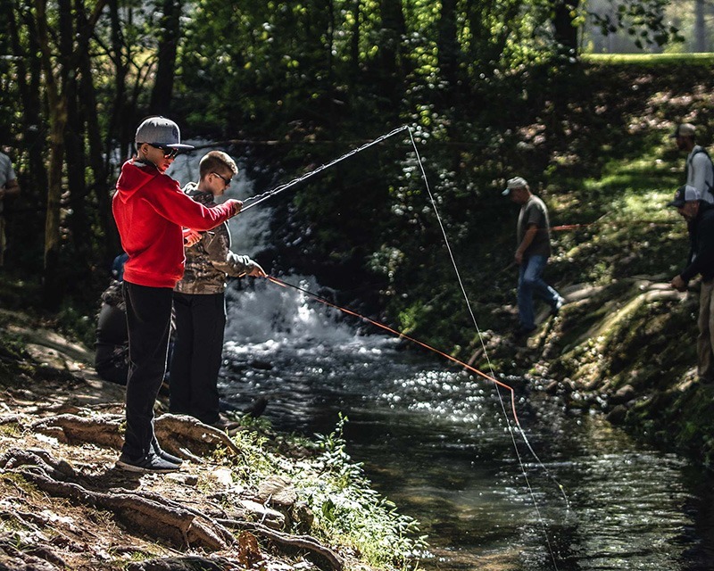 Kids fishing together