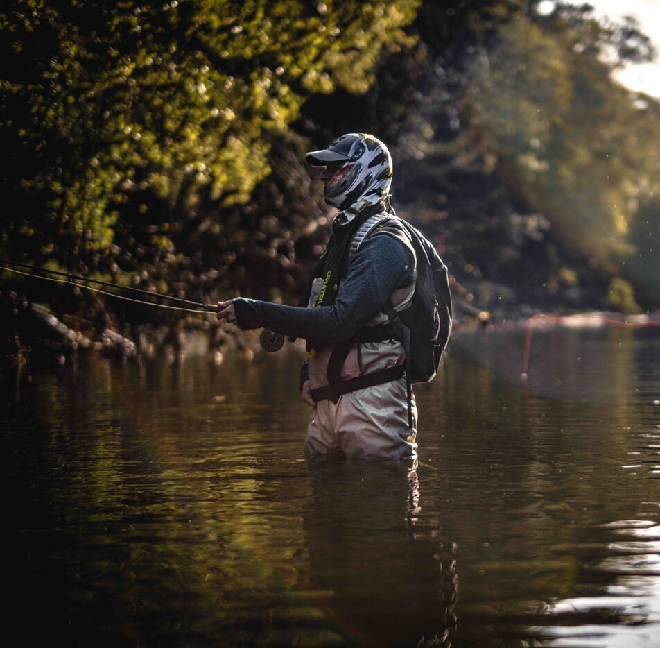 Fly fishing in river