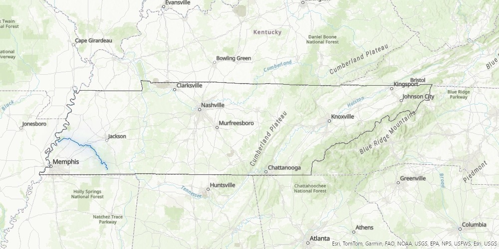 Map of Tennessee with the Hatchie River highlighted