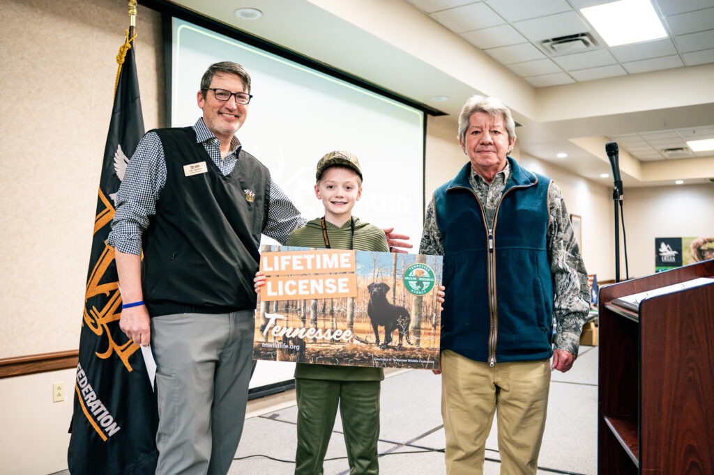 Lifetime Sportsman License winner presented at the Davis P. Rice Memorial Youth Waterfowl Hunt banquet.